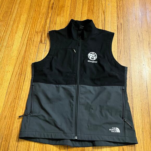 The North Face Vest Womens Large Black Gray Castle Rock Soft Shell Zip Jacket - Picture 1 of 9